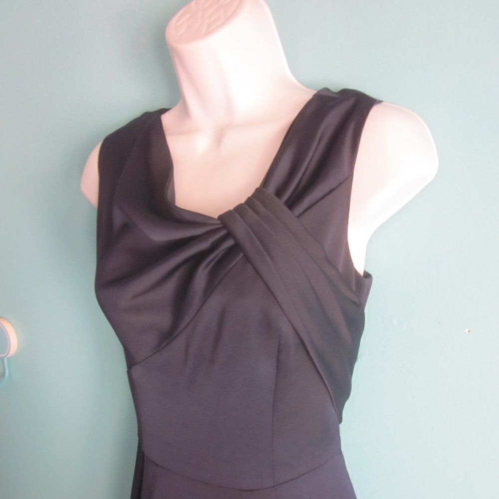 Gal Meets Glam Womens Size 6 Petite Dark Blue Twist Front Formal Midi Dress - Picture 9 of 15